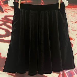 Black velvet skater skirt